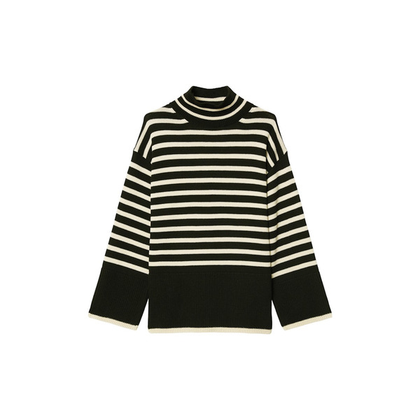 Marc o'Polo Strickpullover Pullover, longsleeve, stand up schwarz