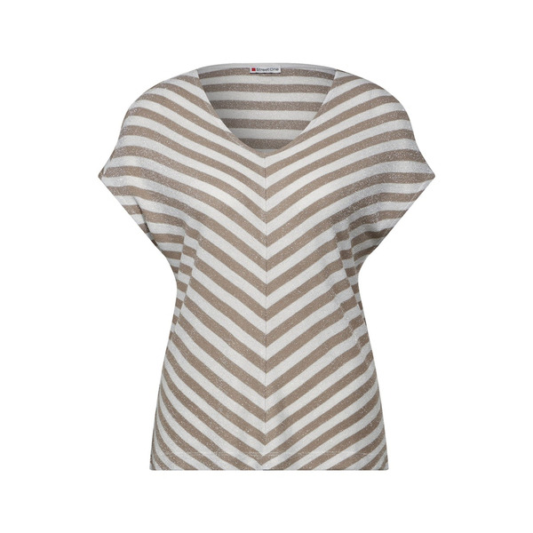 Street One T-Shirts Shiny yds stripe v-neck 